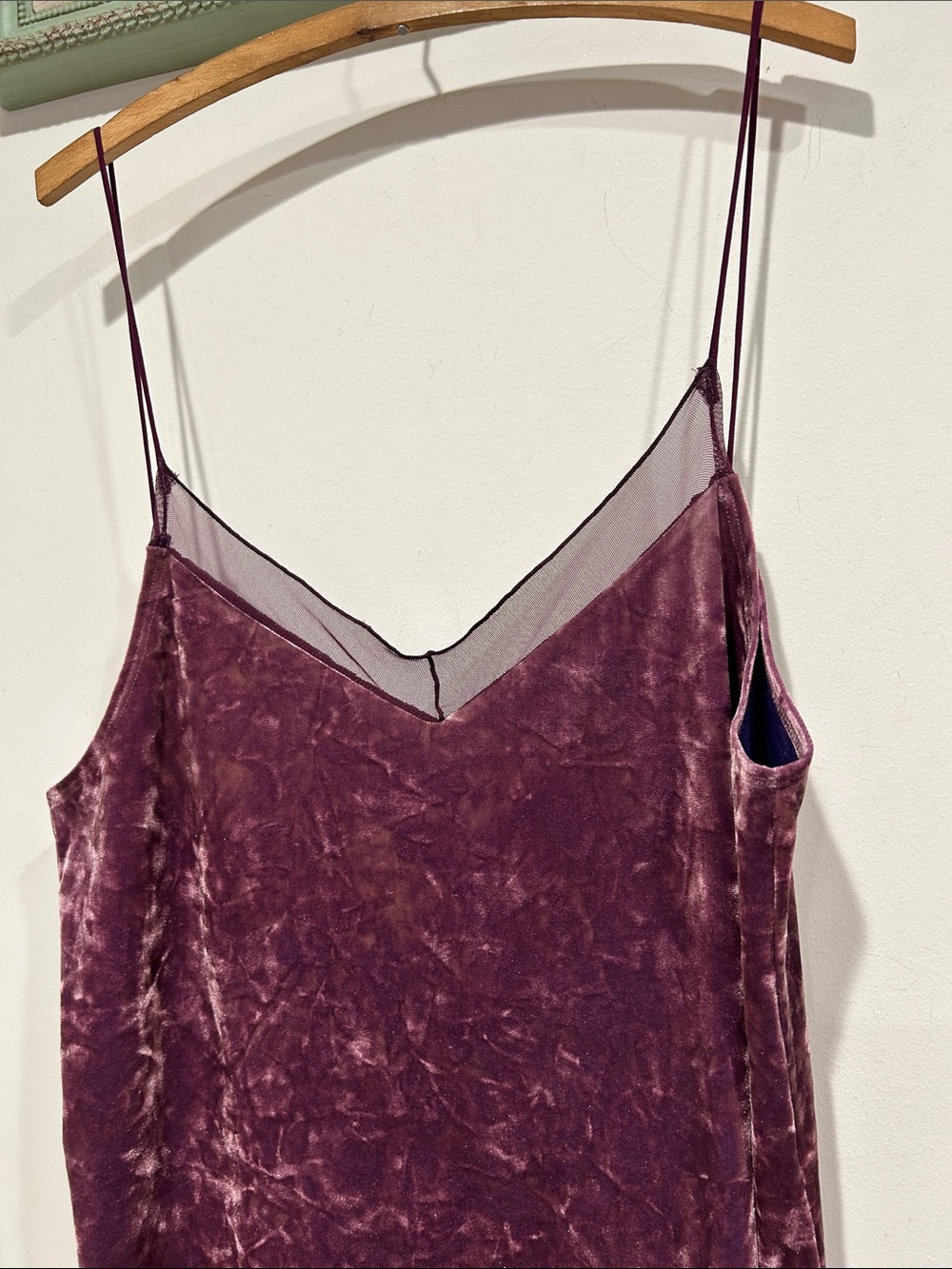 Vintage Y2K Lilac Wine Velvet Slip Mini Dress in Dusty Plum large women’s purple - Picture 2 of 7